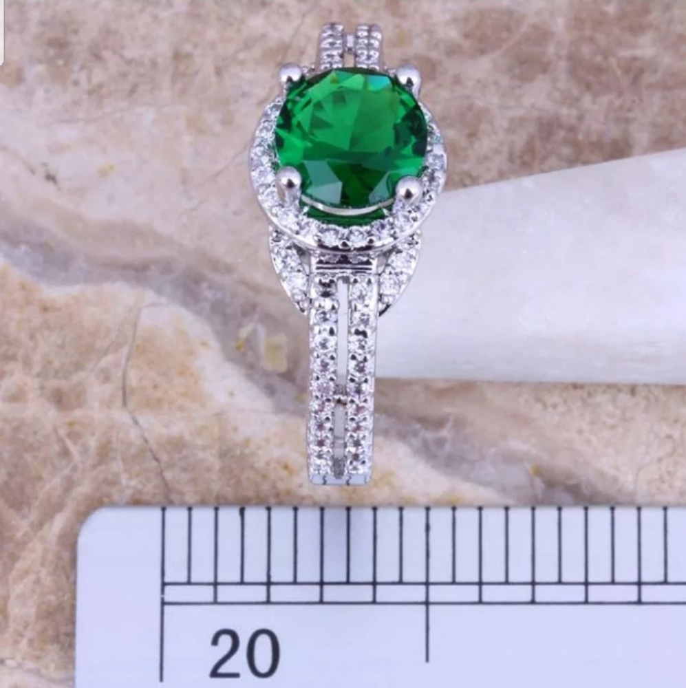 Enermal and Topaz Silver Ring Stamped 925 - Picture 2 of 3